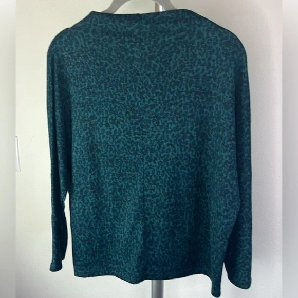 Banana Republic Teal Animal Print Sweater XS Petite - Picture 4 of 5